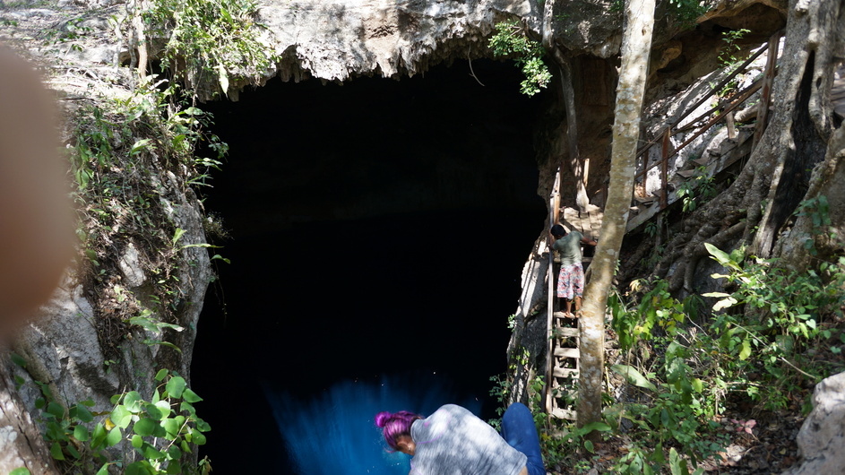 Eli preparing to sample the cenote