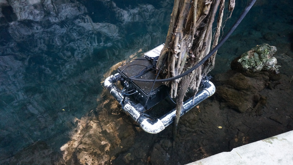 Geochemical monitoring station in cenote water